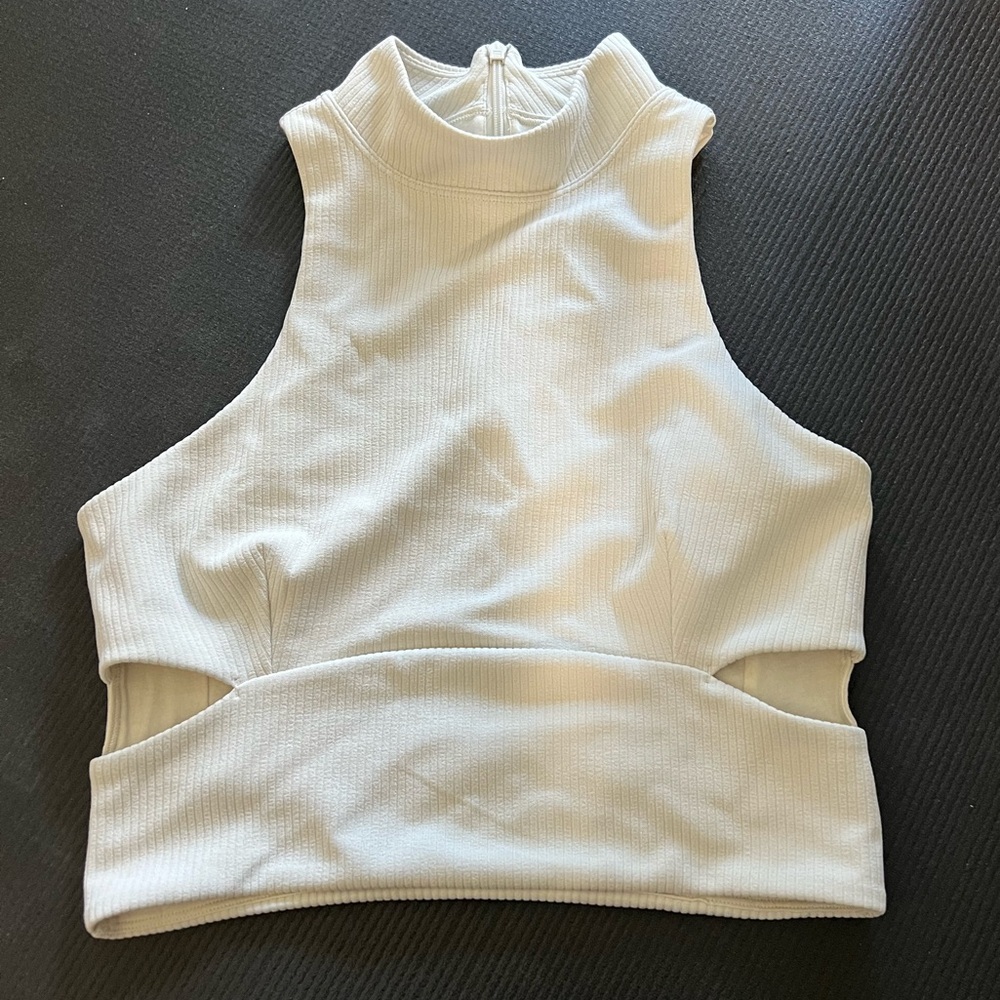 Lululemon Ribbed Softstreme Mockneck Cropped Tank Top in Bone - Picture 4 of 8